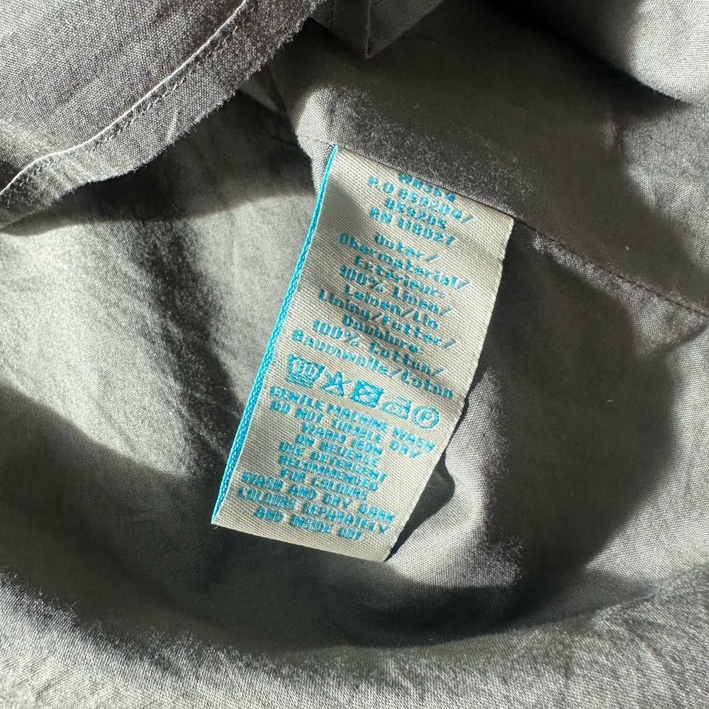 Women’s Boden Military Green Light Blue Embroidered Collar Linen Dress Size 12 - Picture 15 of 16